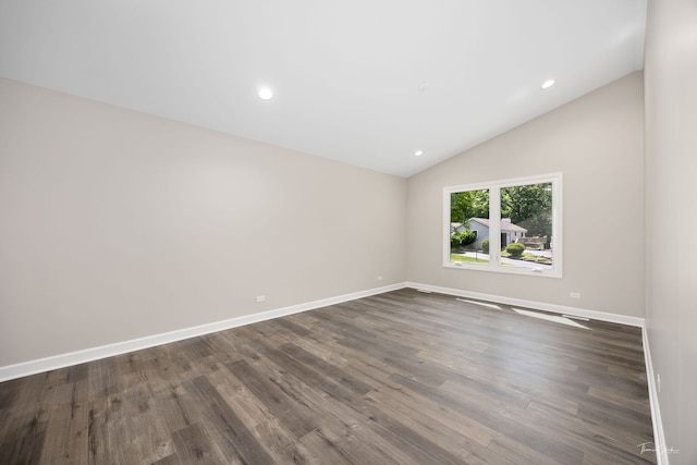 9704 Captains Dr, Algonquin, IL 60102 - spare room featuring dark wood-style flooring, lofted ceiling, and recessed lighting