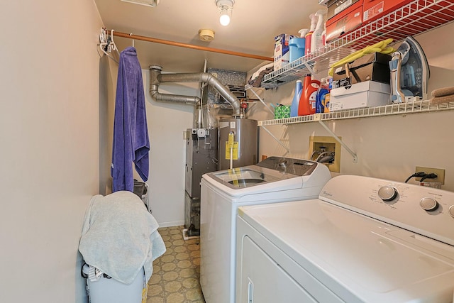 377 Grissom Ct, Hoffman Estates, IL 60169 - washroom with washing machine and clothes dryer, water heater, and light flooring