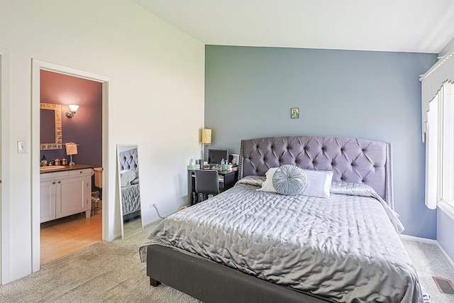 377 Grissom Ct, Hoffman Estates, IL 60169 - bedroom featuring carpet floors, lofted ceiling, and ensuite bath