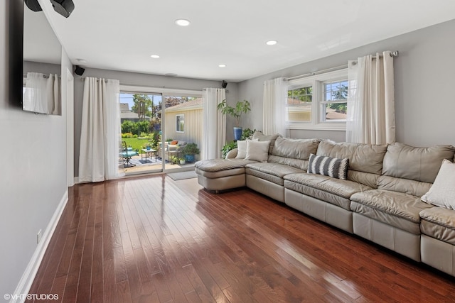 2721 Joseph Ave, Des Plaines, IL 60018 - living area featuring dark wood-style flooring, plenty of natural light, and recessed lighting
