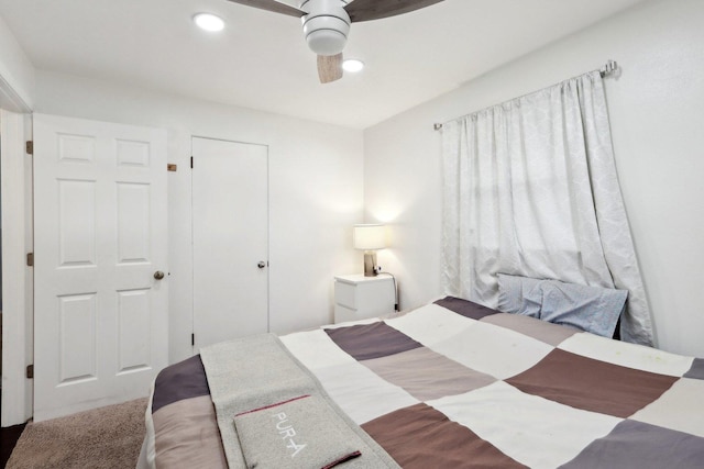 2023 Kristan Ave, North Chicago, IL 60064 - bedroom with a ceiling fan, a closet, and recessed lighting