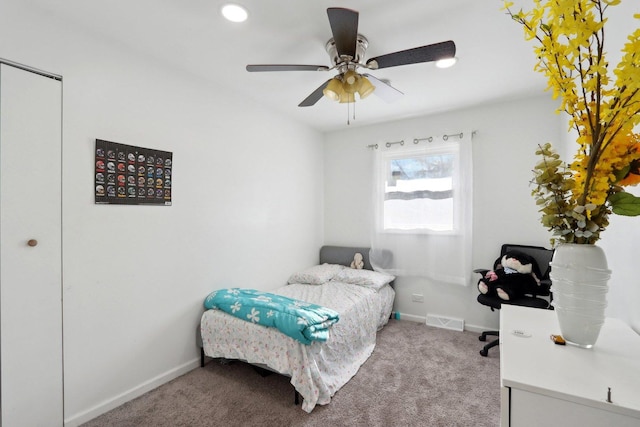 2023 Kristan Ave, North Chicago, IL 60064 - bedroom with light carpet, ceiling fan, and recessed lighting