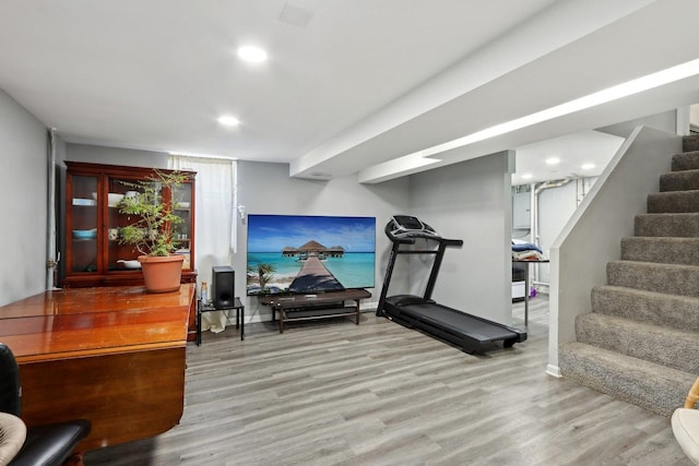 2023 Kristan Ave, North Chicago, IL 60064 - workout room with wood finished floors and recessed lighting