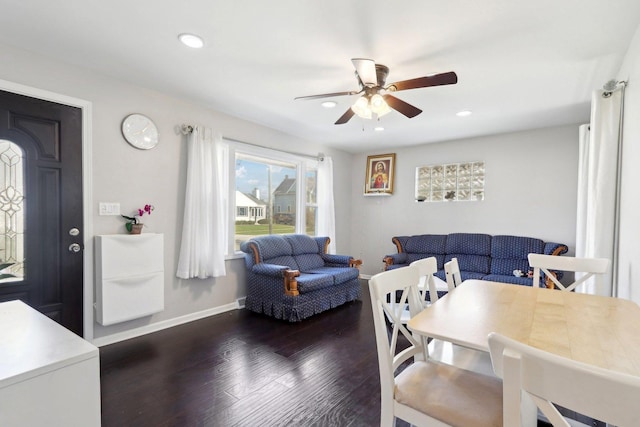 2023 Kristan Ave, North Chicago, IL 60064 - dining room featuring a ceiling fan, wood finished floors, and recessed lighting
