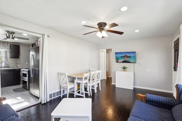 2023 Kristan Ave, North Chicago, IL 60064 - dining space featuring ceiling fan, recessed lighting, and light wood finished floors