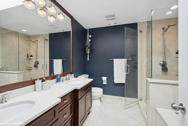3444 N Hamilton Ave, Chicago, IL 60618 - bathroom featuring a shower stall and double vanity