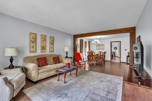 9226 S Utica Ave, Evergreen Park, IL 60805 - living room with a chandelier and wood finished floors