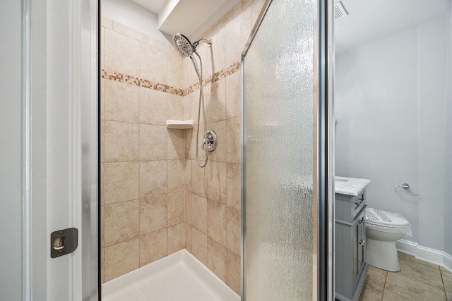 8232 Niles Center Rd Unit 101, Skokie, IL 60077 - bathroom with a stall shower, tile patterned flooring, and vanity