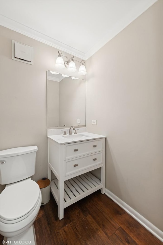 647 Farnham Ln, Wheaton, IL 60189 - bathroom featuring wood finished floors, vanity, and ornamental molding