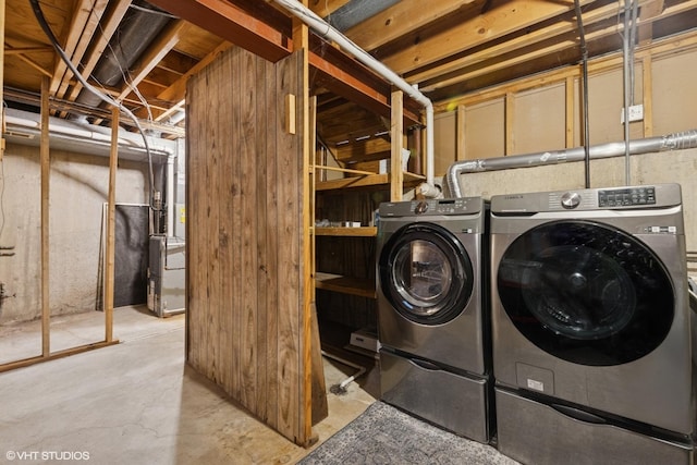 647 Farnham Ln, Wheaton, IL 60189 - laundry room featuring washer and dryer and heating unit
