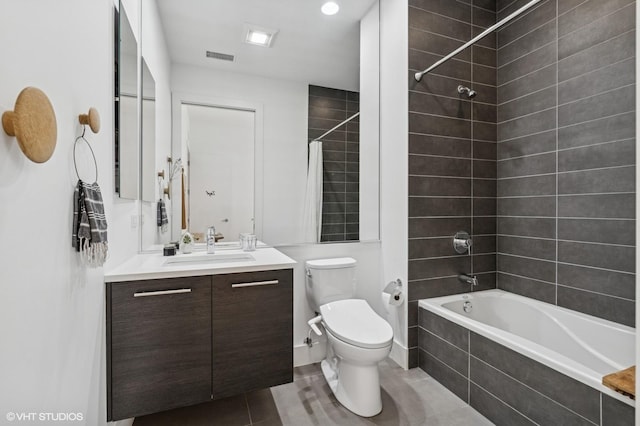 134 S Aberdeen Ave Unit 5S, Chicago, IL 60607 - bathroom featuring vanity, tiled shower / bath combo, and tile patterned floors
