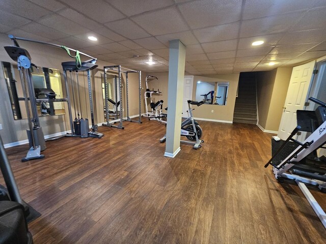 210 Barrington Dr, Bourbonnais, IL 60914 - exercise room featuring wood finished floors and baseboards
