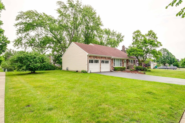 552 Arbor Gate Ln, Buffalo Grove, IL 60089 - view of front of house with asphalt driveway, a garage, a front lawn, and a chimney