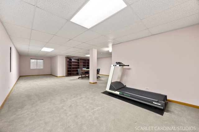 1962 Highbury Ln, Aurora, IL 60502 - exercise room with carpet flooring and a drop ceiling