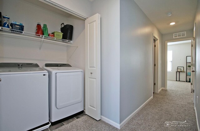 6650 Linden Trl Unit B, Wonder Lake, IL 60097 - washroom with washing machine and clothes dryer, carpet floors, and recessed lighting