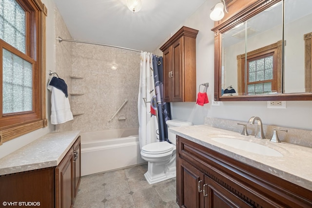 42 N Holly Ave, Fox Lake, IL 60020 - full bathroom featuring vanity, shower / bathtub combination with curtain, and tile patterned floors
