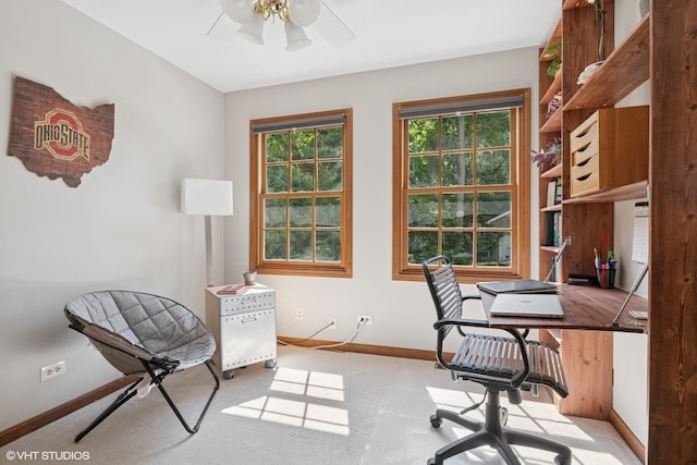 42 N Holly Ave, Fox Lake, IL 60020 - home office featuring ceiling fan and carpet floors