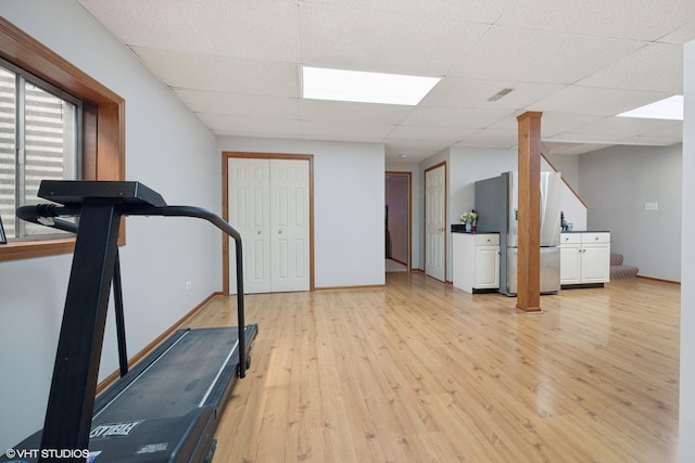 42 N Holly Ave, Fox Lake, IL 60020 - workout area with light wood-style floors and a drop ceiling