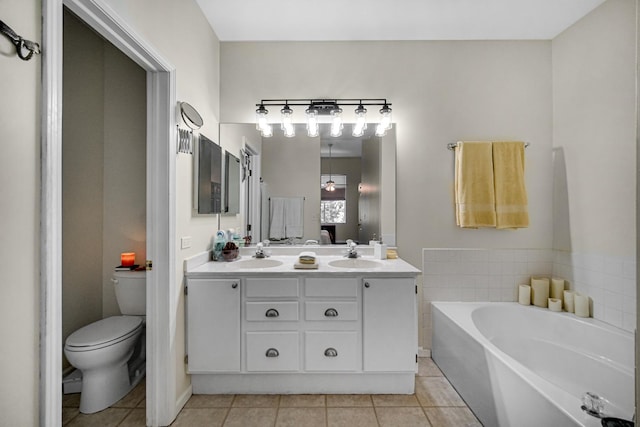 361 Cascade Ln Unit 1, Oswego, IL 60543 - full bath with a garden tub, tile patterned flooring, and double vanity