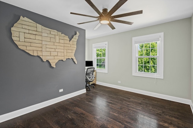 1401 Fallcreek Ct, Naperville, IL 60565 - unfurnished room with a ceiling fan, wood finished floors, and a desk