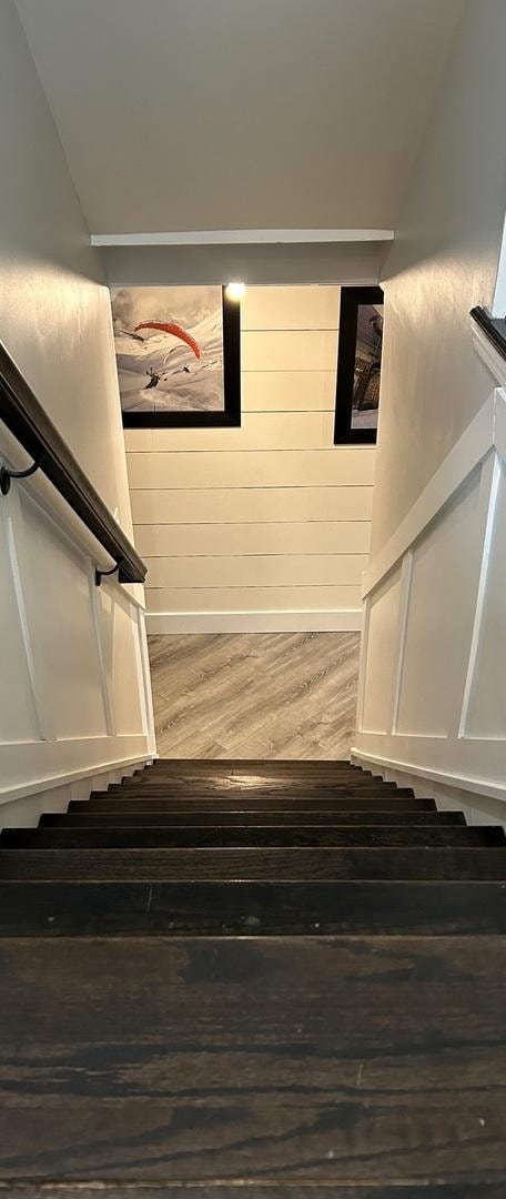 1401 Fallcreek Ct, Naperville, IL 60565 - staircase with wood finished floors and wooden walls