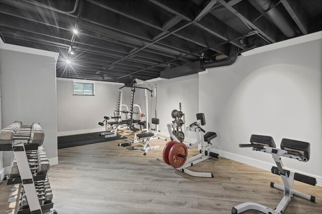 1401 Fallcreek Ct, Naperville, IL 60565 - workout room with baseboards and wood finished floors