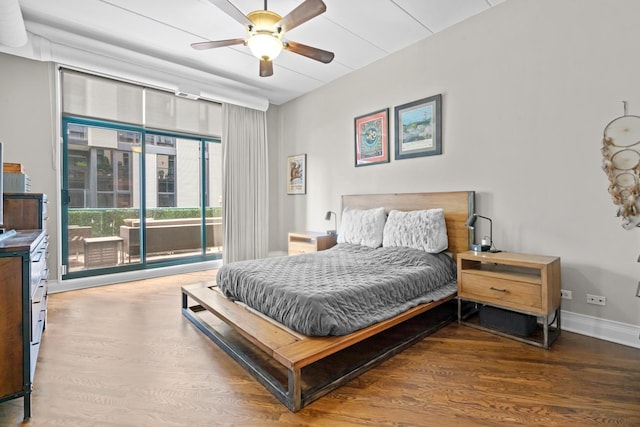 841 W Monroe St Unit 4A, Chicago, IL 60607 - bedroom with access to outside, wood finished floors, and ceiling fan