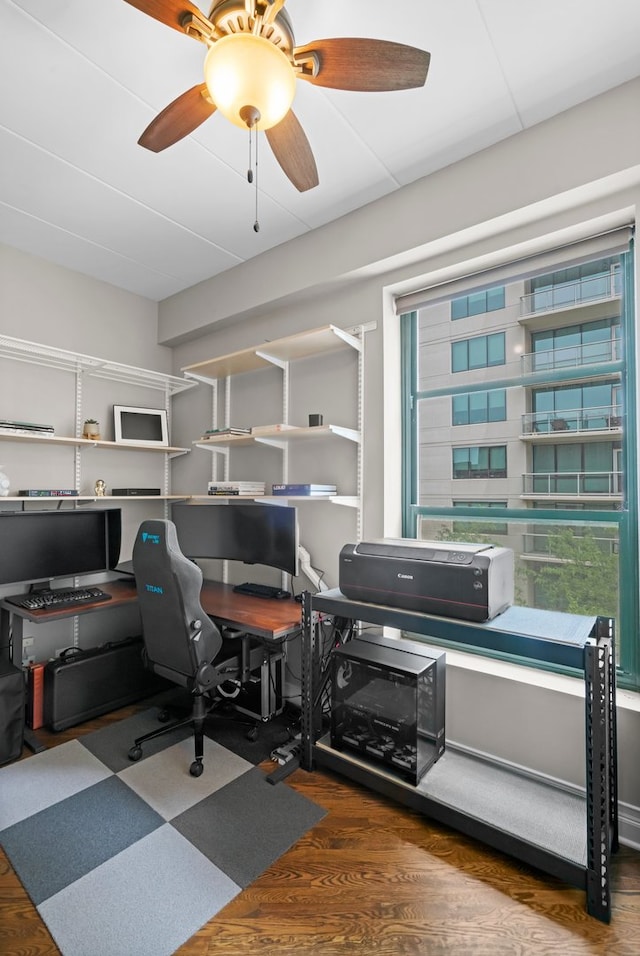 841 W Monroe St Unit 4A, Chicago, IL 60607 - office space with a ceiling fan, wood finished floors, and plenty of natural light