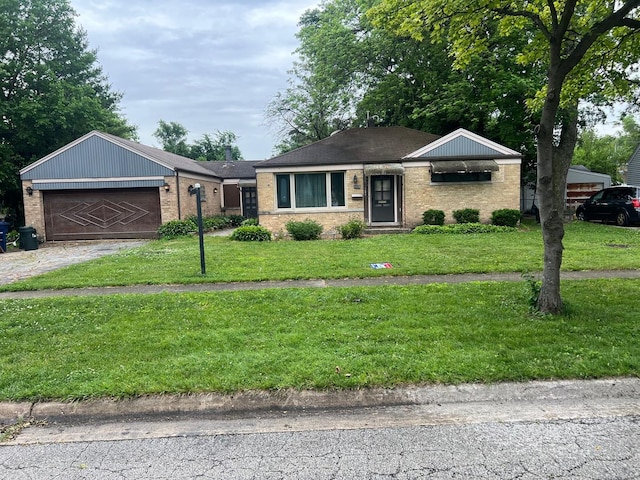 2075 Halsey Dr, Des Plaines, IL 60018 - single story home with brick siding, a front lawn, driveway, and an attached garage