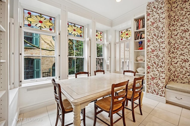 2124 N Cleveland Ave, Chicago, IL 60614 - dining area with light tile patterned flooring and ornamental molding