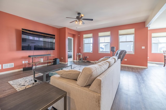 738 Kentshire Cir, Elgin, IL 60124 - living room featuring wood finished floors and a ceiling fan
