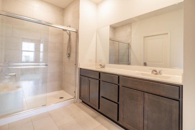 738 Kentshire Cir, Elgin, IL 60124 - full bath with a stall shower, double vanity, and tile patterned flooring