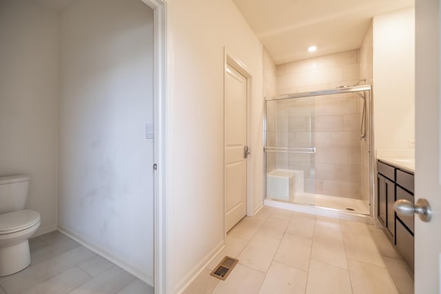 738 Kentshire Cir, Elgin, IL 60124 - full bathroom featuring a stall shower, vanity, recessed lighting, and tile patterned floors