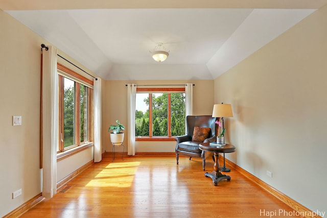 39 Forest Ln, South Barrington, IL 60010 - sitting room featuring healthy amount of natural light, light wood-style flooring, and vaulted ceiling