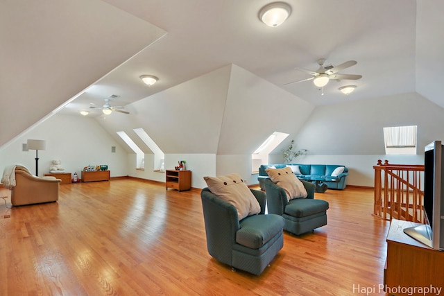 39 Forest Ln, South Barrington, IL 60010 - bonus room with ceiling fan, lofted ceiling, a skylight, and light wood finished floors