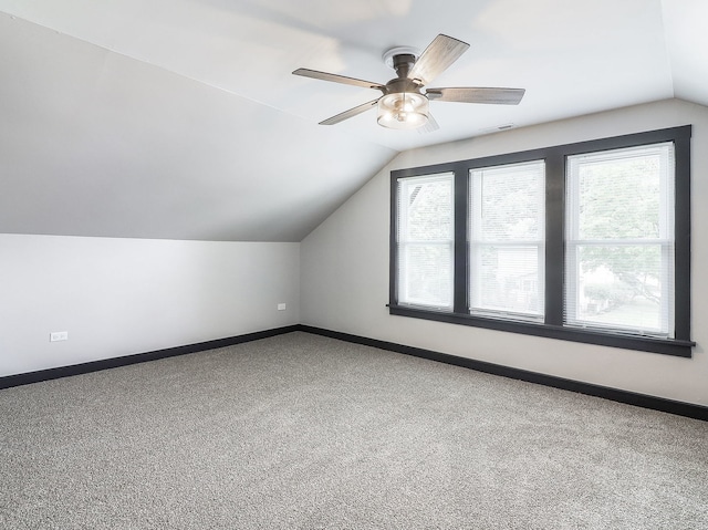 246 S Oak St, Itasca, IL 60143 - additional living space with lofted ceiling, carpet, plenty of natural light, and ceiling fan