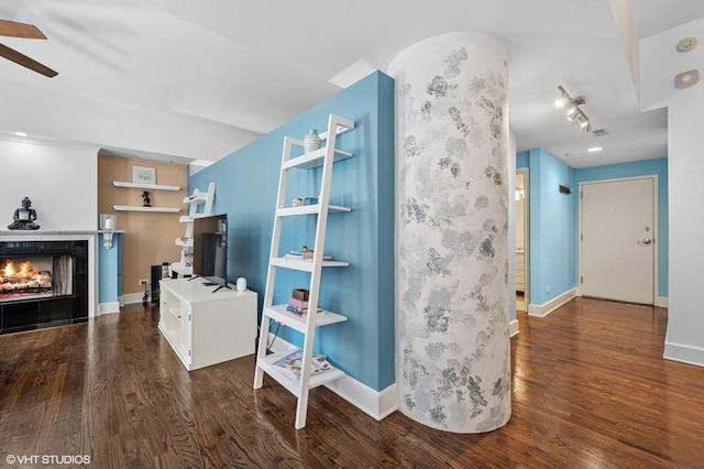 165 N Canal St Unit 726, Chicago, IL 60606 - living room with wood finished floors, a ceiling fan, and a tile fireplace