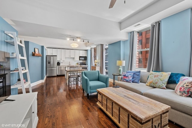 165 N Canal St Unit 726, Chicago, IL 60606 - living area featuring dark wood-style flooring and ceiling fan