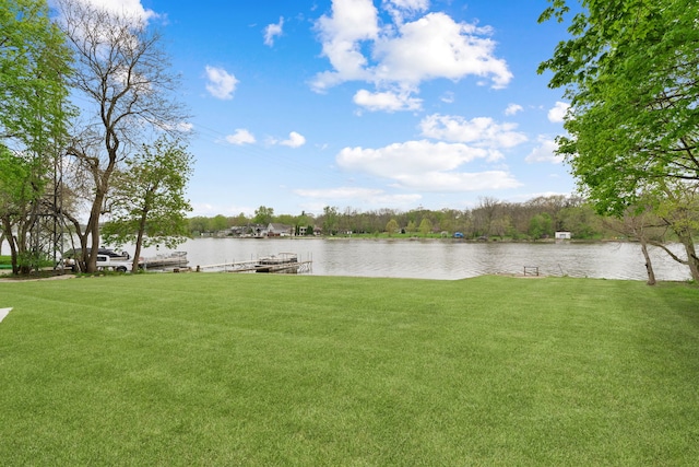 6N362 Riverside Dr, Saint Charles, IL 60174 - view of green lawn with a water view and a dock