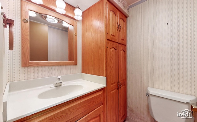 74 Wilmette Dr, Oswego, IL 60543 - bathroom with vanity and wallpapered walls