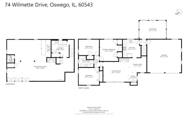 74 Wilmette Dr, Oswego, IL 60543 - view of room layout