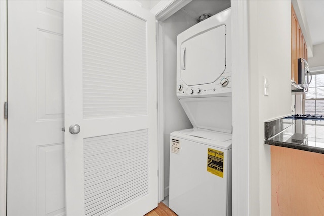 837 E 52nd St Unit 3, Chicago, IL 60615 - laundry area featuring stacked washer / drying machine