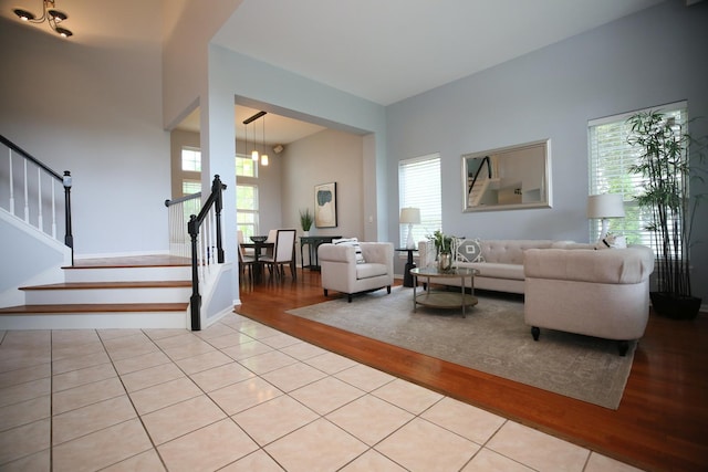 1061 Franklin St, Mundelein, IL 60060 - living area with plenty of natural light, light wood-style floors, and stairway