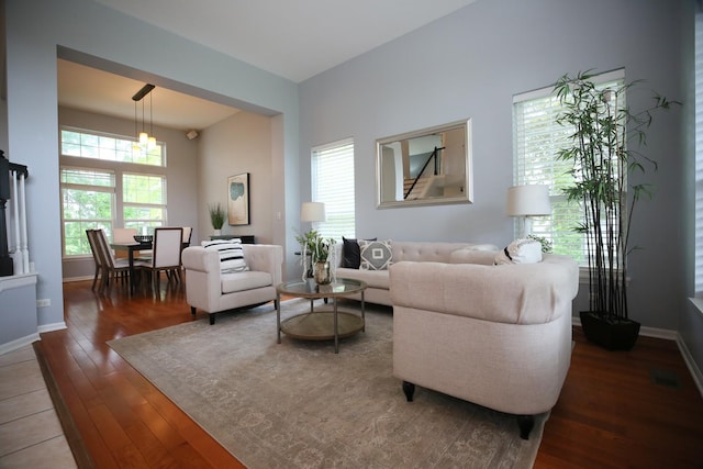 1061 Franklin St, Mundelein, IL 60060 - living area featuring hardwood / wood-style floors and a chandelier