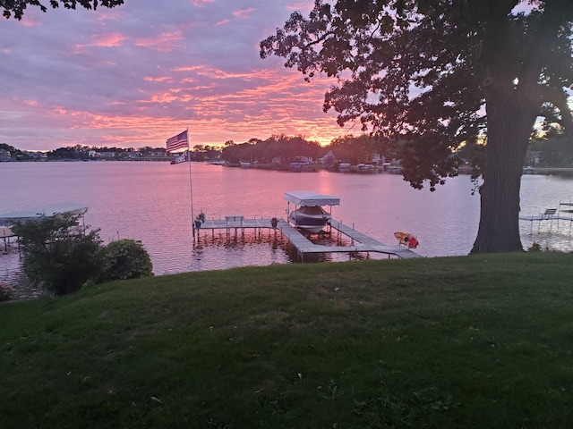 40752 N Grand Ave, Antioch, IL 60002 - dock area featuring a water view, boat lift, and a yard