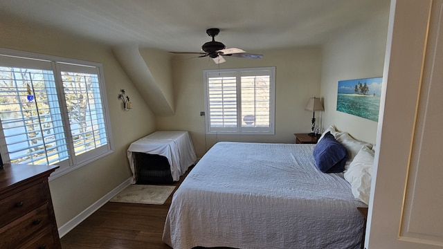 40752 N Grand Ave, Antioch, IL 60002 - bedroom featuring dark wood-type flooring, multiple windows, and a ceiling fan