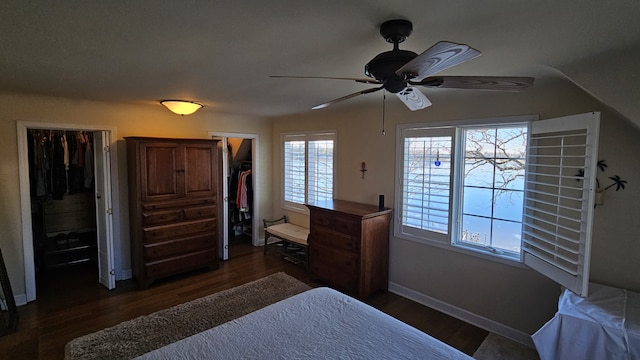 40752 N Grand Ave, Antioch, IL 60002 - bedroom featuring multiple windows, dark wood finished floors, and ceiling fan