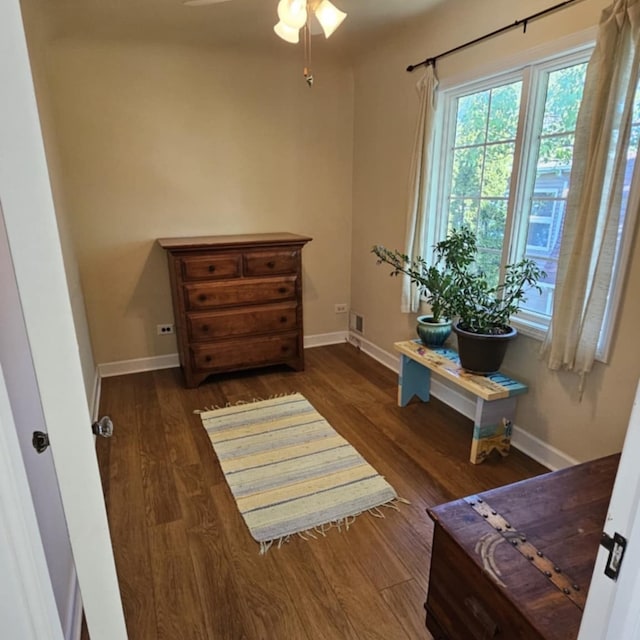 40752 N Grand Ave, Antioch, IL 60002 - living area featuring healthy amount of natural light, wood finished floors, and a ceiling fan