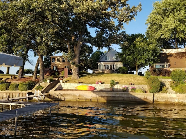 40752 N Grand Ave, Antioch, IL 60002 - view of grassy yard featuring a water view, stairs, and a boat dock