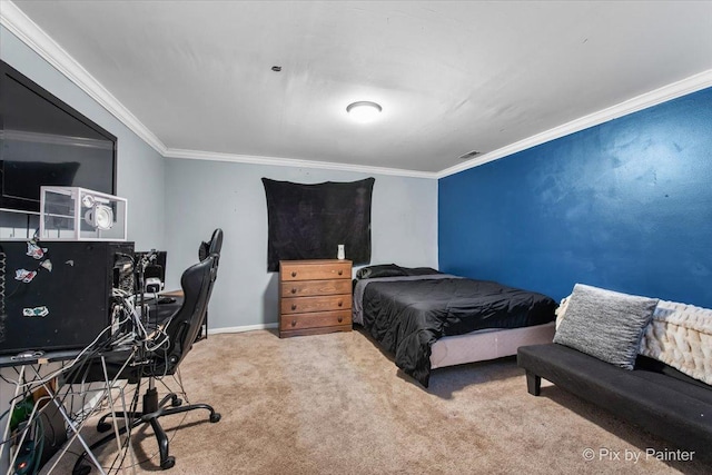 903 Pin Oak Cir, Cary, IL 60013 - bedroom with carpet flooring, ornamental molding, and a desk
